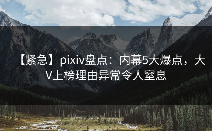 【紧急】pixiv盘点：内幕5大爆点，大V上榜理由异常令人窒息