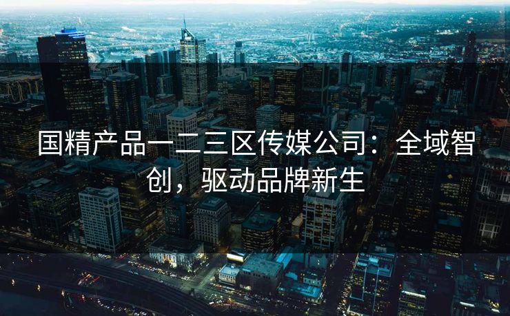国精产品一二三区传媒公司：全域智创，驱动品牌新生