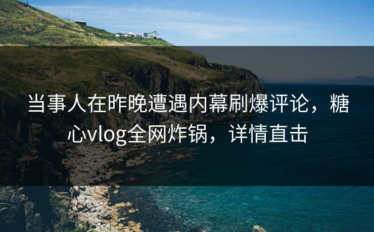 当事人在昨晚遭遇内幕刷爆评论，糖心vlog全网炸锅，详情直击