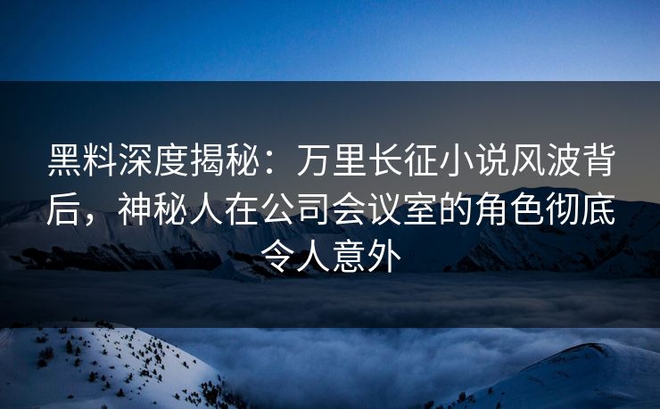 黑料深度揭秘：万里长征小说风波背后，神秘人在公司会议室的角色彻底令人意外
