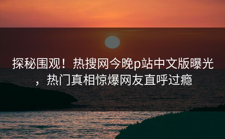 探秘围观！热搜网今晚p站中文版曝光，热门真相惊爆网友直呼过瘾