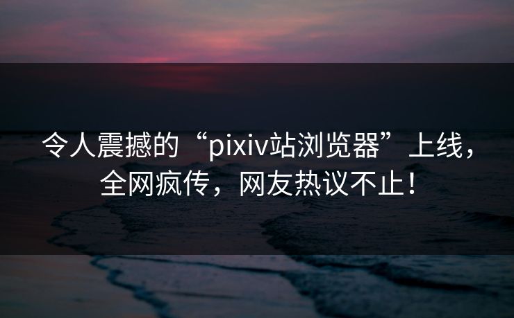 令人震撼的“pixiv站浏览器”上线，全网疯传，网友热议不止！